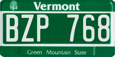 VT license plate BZP768