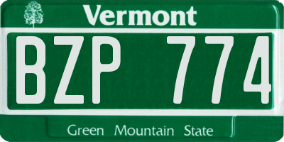 VT license plate BZP774