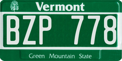 VT license plate BZP778