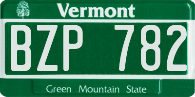 VT license plate BZP782