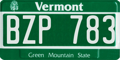 VT license plate BZP783