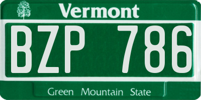 VT license plate BZP786