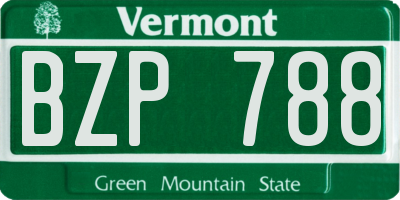 VT license plate BZP788