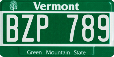 VT license plate BZP789