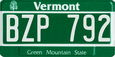 VT license plate BZP792