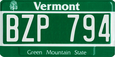 VT license plate BZP794