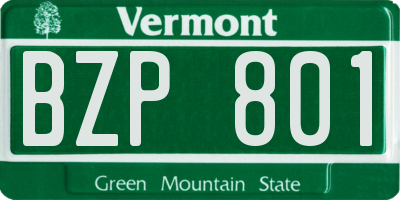 VT license plate BZP801