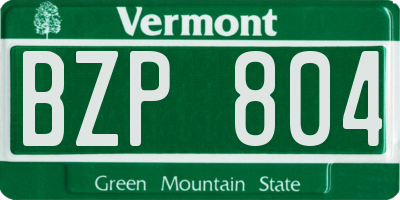 VT license plate BZP804
