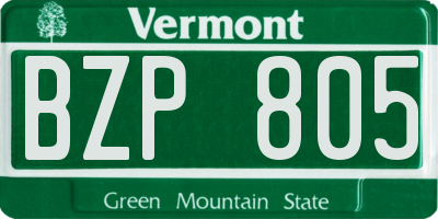 VT license plate BZP805