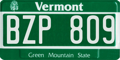 VT license plate BZP809