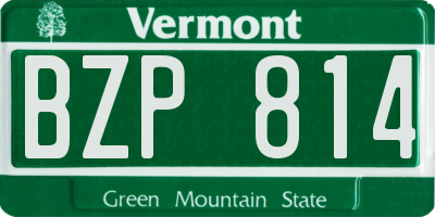 VT license plate BZP814