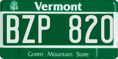 VT license plate BZP820