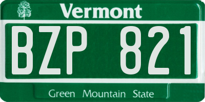 VT license plate BZP821