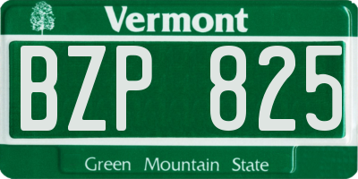 VT license plate BZP825