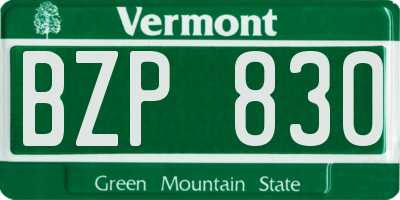 VT license plate BZP830