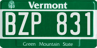 VT license plate BZP831