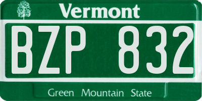 VT license plate BZP832