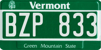 VT license plate BZP833