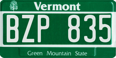 VT license plate BZP835