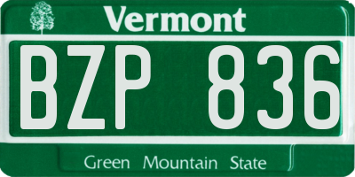 VT license plate BZP836