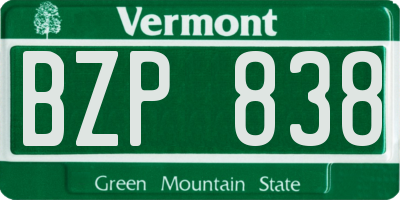 VT license plate BZP838