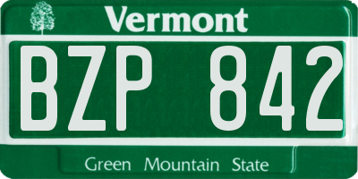 VT license plate BZP842