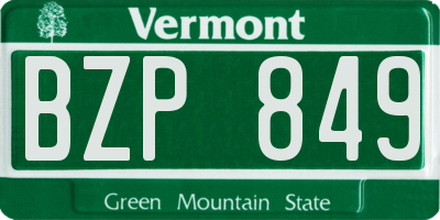 VT license plate BZP849