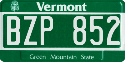 VT license plate BZP852