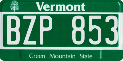 VT license plate BZP853