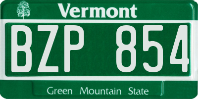 VT license plate BZP854