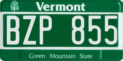VT license plate BZP855