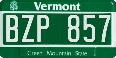 VT license plate BZP857