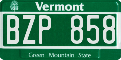 VT license plate BZP858