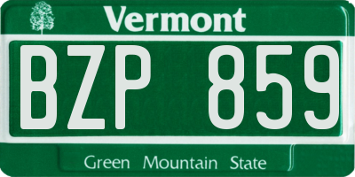 VT license plate BZP859