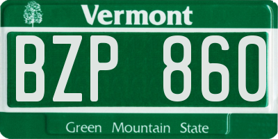 VT license plate BZP860