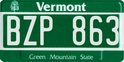 VT license plate BZP863
