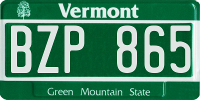 VT license plate BZP865