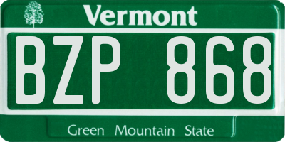 VT license plate BZP868