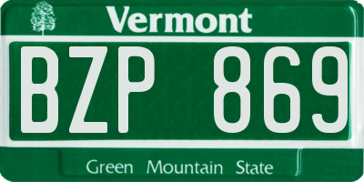 VT license plate BZP869