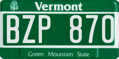 VT license plate BZP870