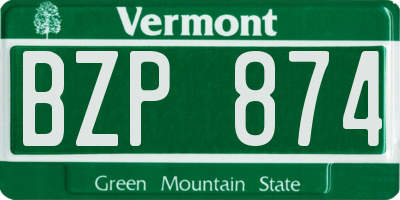 VT license plate BZP874