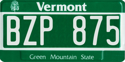 VT license plate BZP875