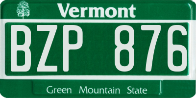VT license plate BZP876
