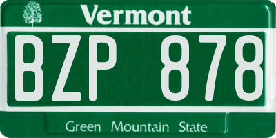 VT license plate BZP878