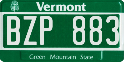 VT license plate BZP883