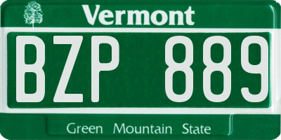 VT license plate BZP889
