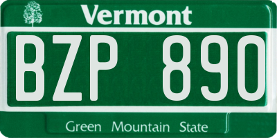 VT license plate BZP890