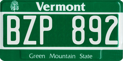 VT license plate BZP892
