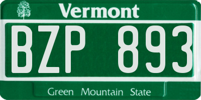 VT license plate BZP893
