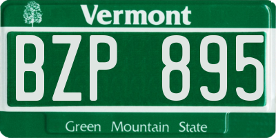 VT license plate BZP895